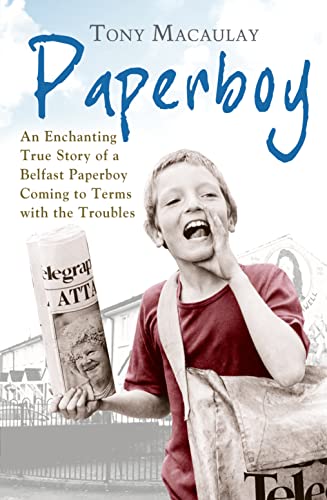 Book cover featuring a smiling young boy holding newspapers in Belfast.