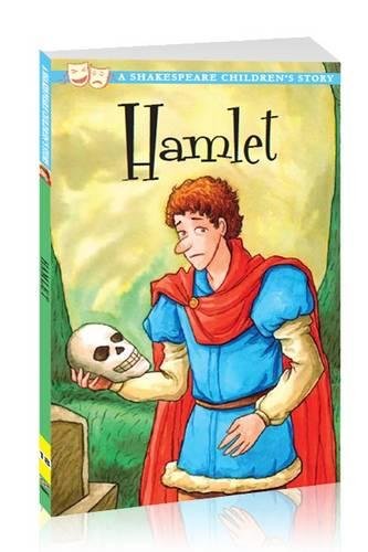 Book cover depicting Hamlet holding a skull, illustrated for children.