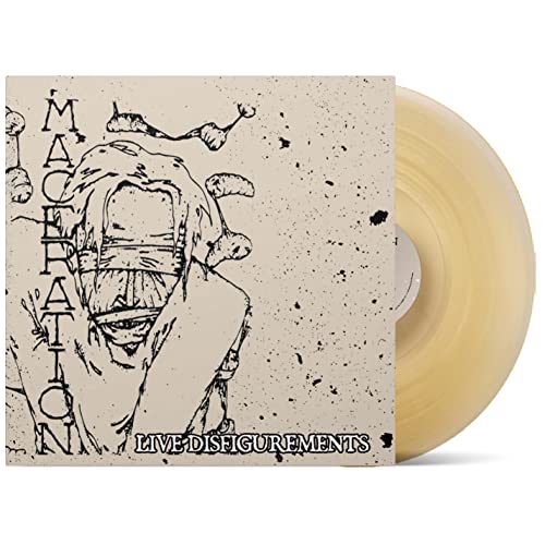 Vinyl record with distressed sketch of a face and band name.