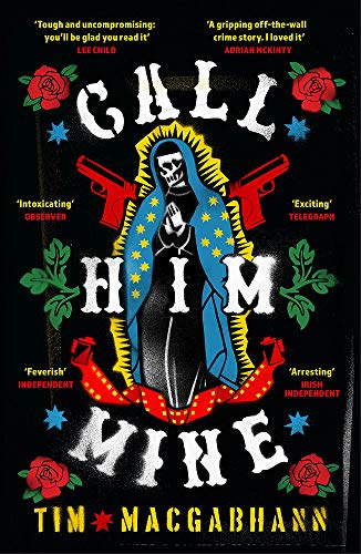 Book cover: dark background with religious imagery, guns, and roses.
