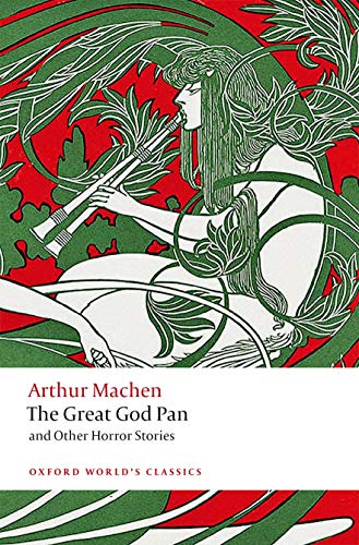 Art nouveau illustration of Pan playing pipes against a red and green background.