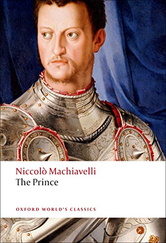 Book cover featuring a portrait of a man in armor with text Niccolò Machiavelli The Prince.
