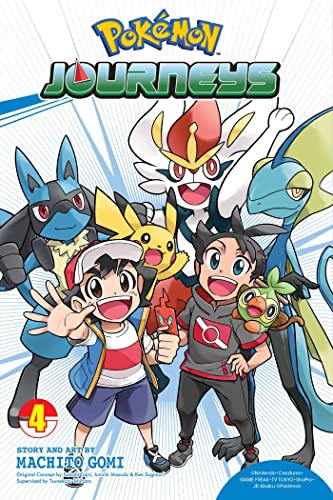 Pokémon Journeys, Vol. 4 cover with Ash, Pikachu, and Pokémon characters.