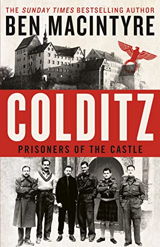 Book cover for “Colditz” featuring a castle and prisoner portraits.