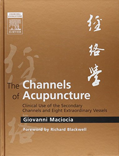 Book cover: “The Channels of Acupuncture” with Chinese characters.