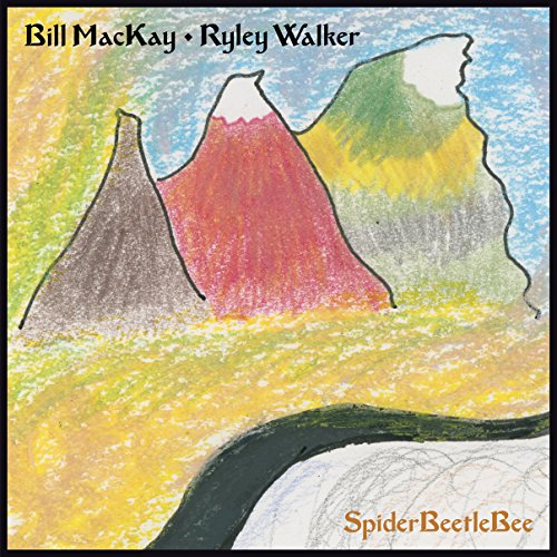 Crayon-style album cover depicting colorful mountains and a dark, curving line.