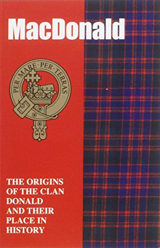 Red and tartan book cover featuring a Clan MacDonald crest.