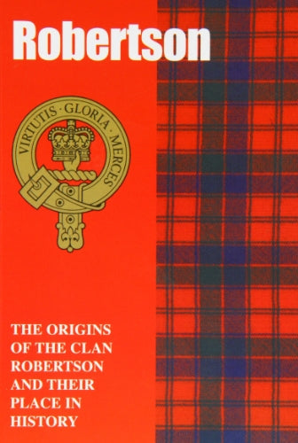 Red book cover with Clan Robertson crest and tartan pattern.