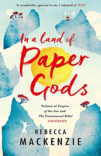 Book cover with blue mountains, a yellow sun, and red title text.