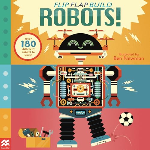 Book cover featuring a colorful cartoon robot with a toolbox and a soccer ball.