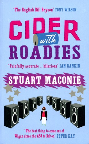 Book cover: "Cider With Roadies" by Stuart Maconie, with speakers and a figure.