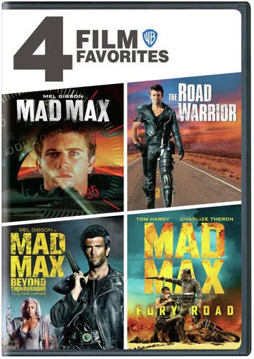 DVD cover for "Mad Max" 4-film collection featuring Mel Gibson and Tom Hardy.