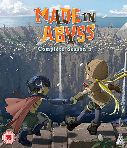 “Made in Abyss” Blu-ray cover featuring two children near a large abyss.
