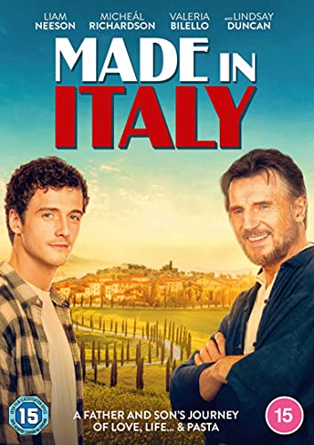 DVD cover for Made in Italy featuring Liam Neeson and Micheál Richardson in Tuscany.