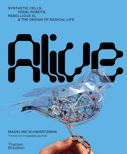 Book cover for "Alive" featuring robotic bird made of circuitry.