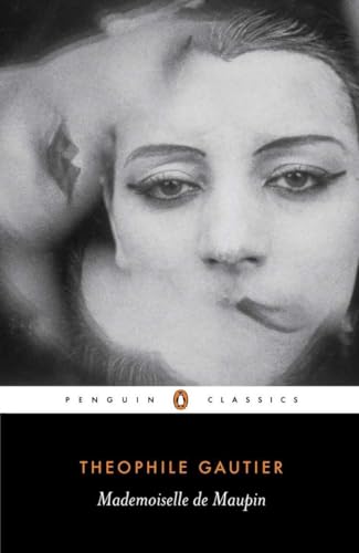 Black and white portrait of a woman, book cover for "Mademoiselle de Maupin.