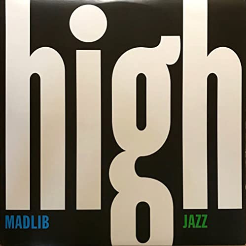 Black album cover with large white text reading “high” and “JAZZ”.