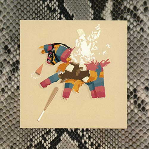 CD cover art: illustrated broken piñata with a baseball bat.