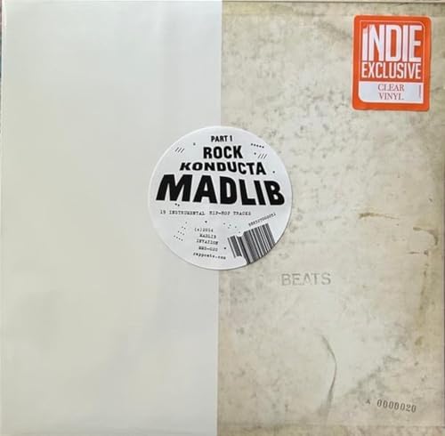 Clear vinyl record, "Rock Konducta Pt.1" by Madlib, with indie exclusive sticker.