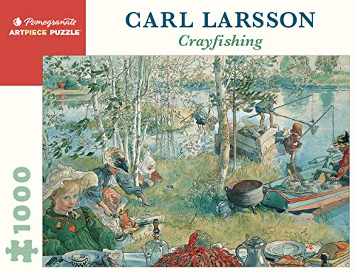 Carl Larsson puzzle box depicting a lakeside crayfish party scene.