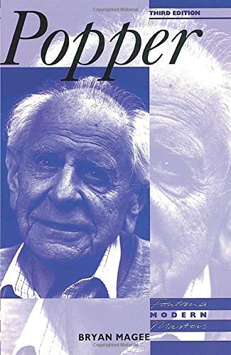 Book cover featuring a blue-toned portrait of Karl Popper and the title Popper.