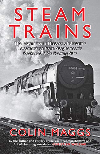 Book cover: “Steam Trains” featuring a black and white locomotive image.
