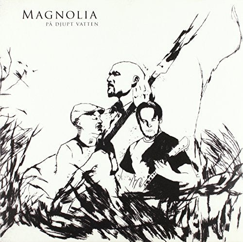 Black and white illustration of three figures amidst branches.