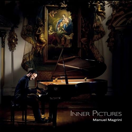 Pianist at a grand piano in an ornate, dimly lit room.
