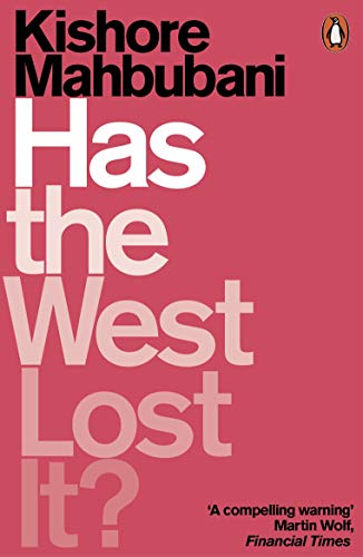 Book cover with red background, white text, and Penguin logo by Kishore Mahbubani.