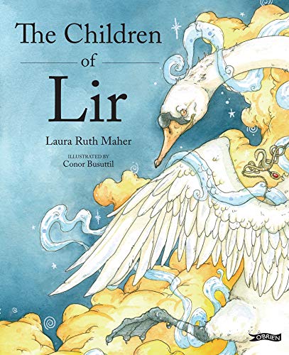 Book cover depicting white swans with a child’s foot, illustrated style.