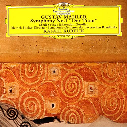 CD cover for Mahler’s Symphony No. 1, featuring swirling orange patterns.