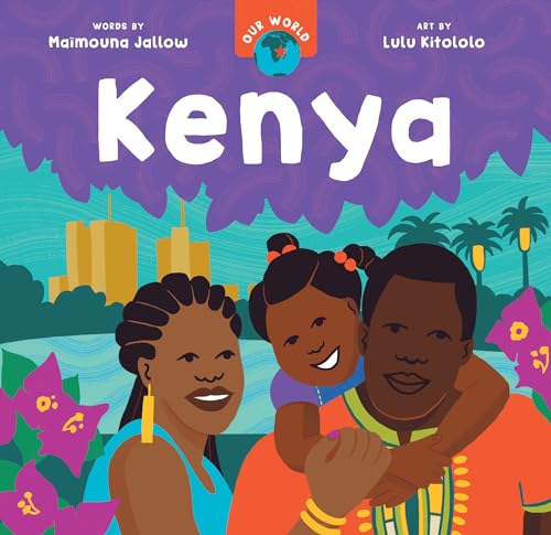 Book cover featuring a family of three against a stylized Kenyan landscape.