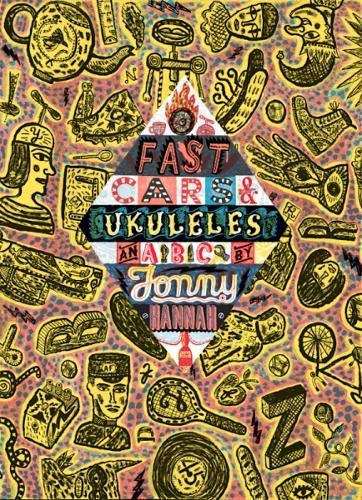 Book cover with a diamond-shaped title surrounded by whimsical, hand-drawn black ink illustrations.