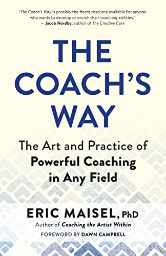 Book cover: "The Coach's Way" by Eric Maisel, with blue and white design.