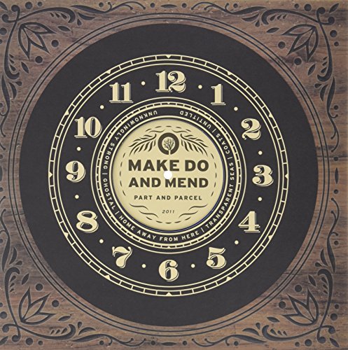 Vinyl record cover featuring a clock face design with "Make Do And Mend" text.