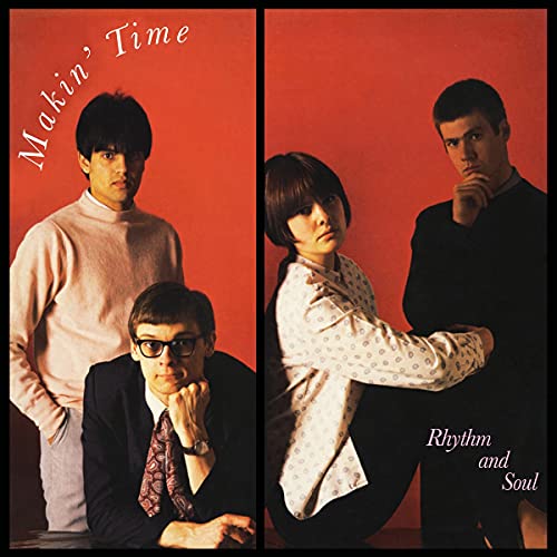 CD cover featuring three people in vintage clothing on a red background.