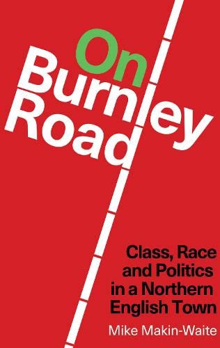 Red book cover with white and green text: “On Burnley Road.”