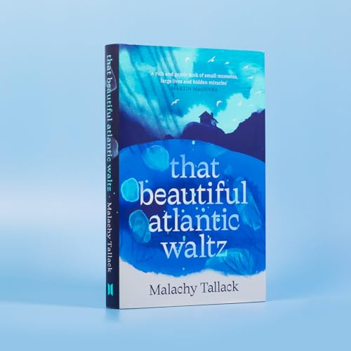 Book cover: “That Beautiful Atlantic Waltz” with ocean and house imagery.
