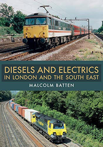 Book cover featuring diesel and electric trains on railway tracks.