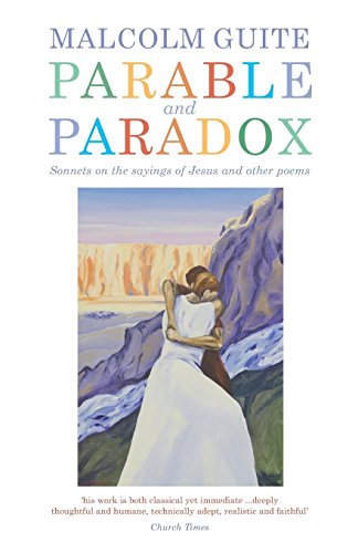 Book cover titled Parable and Paradox featuring a painting of two figures embracing outdoors.
