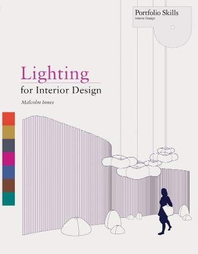Book cover titled Lighting for Interior Design showing a person walking past modern lighting.