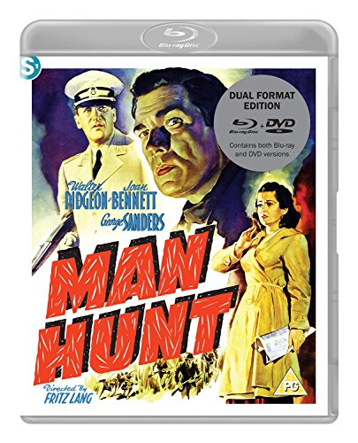 Man Hunt" Blu-ray cover featuring a man, woman, and police officer.