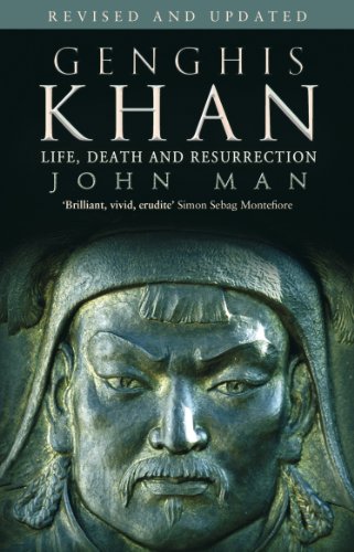 Book cover featuring a bronze bust of Genghis Khan, facing forward.