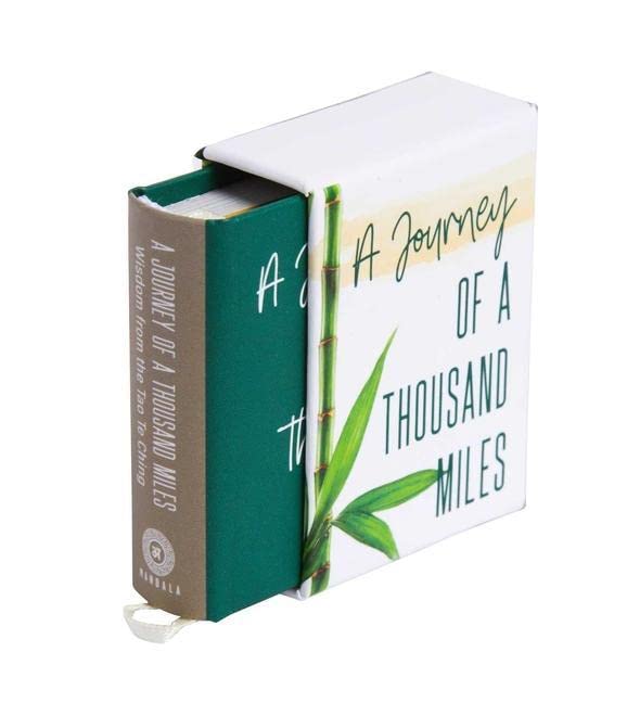 Tiny book with a green spine and white cover featuring bamboo and cursive text.