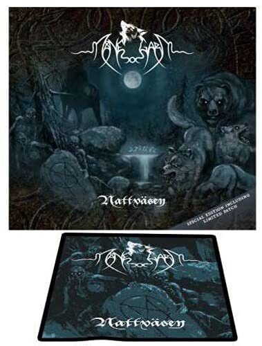 CD cover for Manegarm’s “Nordstjärnans Tidsålder” featuring wolves and spectral figures.