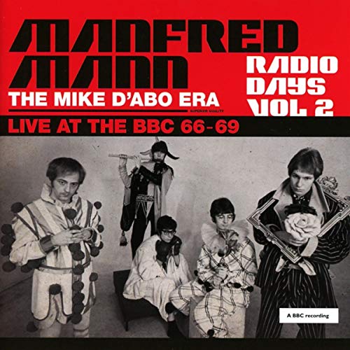 Manfred Mann album cover featuring four musicians in patterned coats.