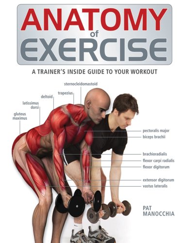 Book cover showing a man lifting weights with labeled muscle anatomy.