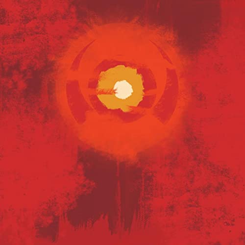 Red abstract floral design on a CD cover, titled "Temple" by Mansur.
