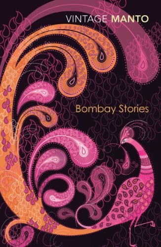 Book cover: “Bombay Stories” with ornate paisley and peacock design.