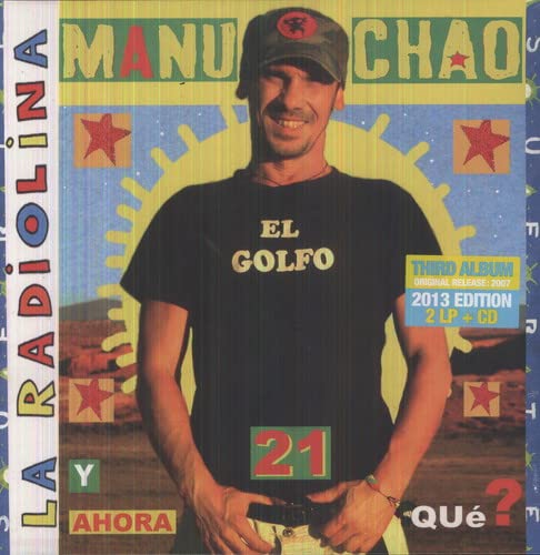 Manu Chao album cover, "La Radiolina", featuring a man in a black t-shirt.